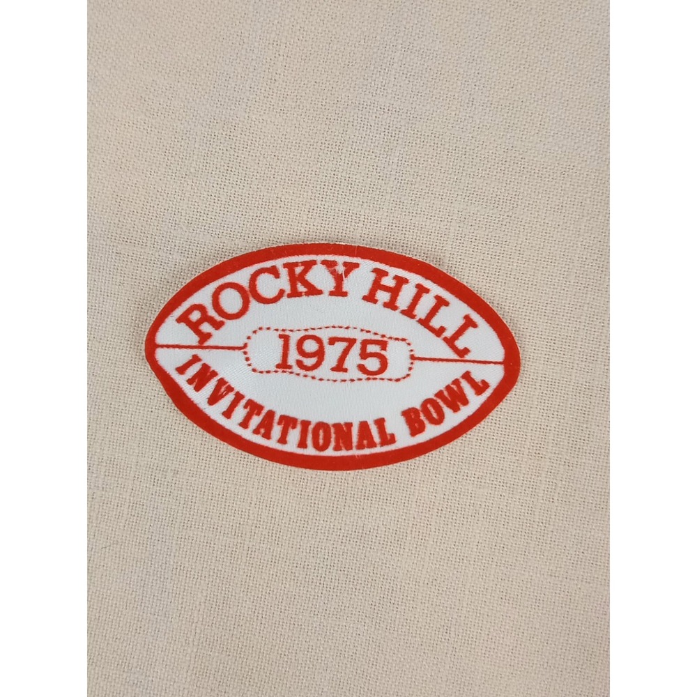 Vtg 1975 Football Patch‎ Rocky Hill Invitational Bowl Football Shaped Patch 4"